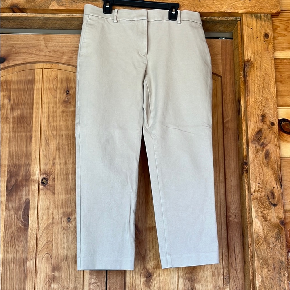 Ann Taylor Eva Cropped beige Tan Pants 6 textured business casual dress pants
